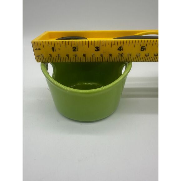 Ramekins Ceramic Baking Baskets for Baking 4.5" Small Dish w/ Handles Green - Picture 6 of 6
